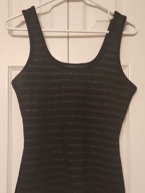 White House Black Market For Me Bllack and gold metallic striped tank